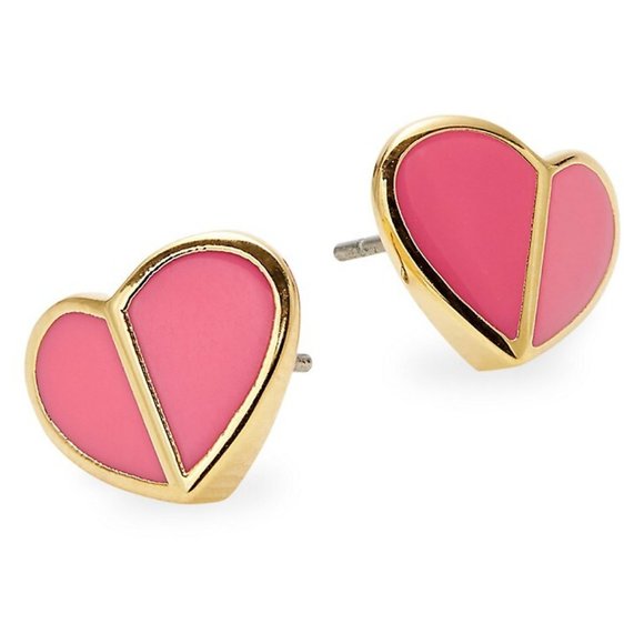Kate Spade Heritage Spade Heart Stud Earrings in Flamingo Pink (NWT)